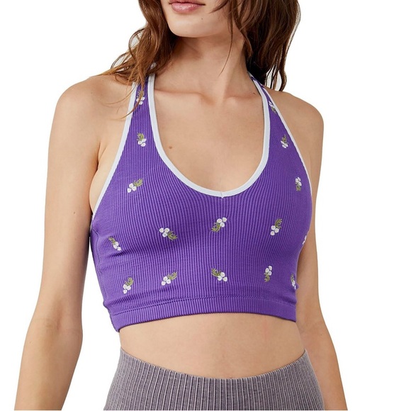Free People Tops - FP Movement Floral Purple Bra Tank Top